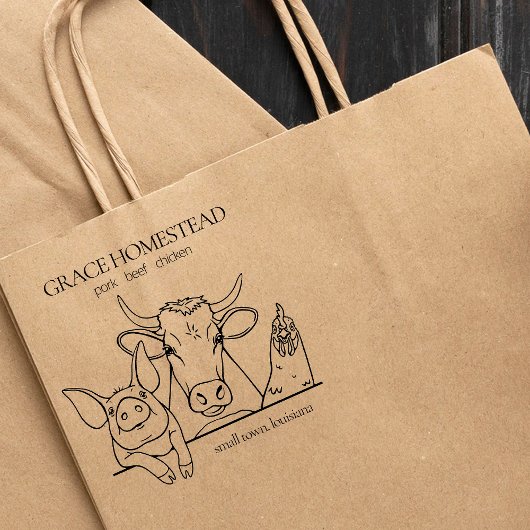 Tampons Encreurs Farmers Market Pig Cow Chicken Ajouter le nom