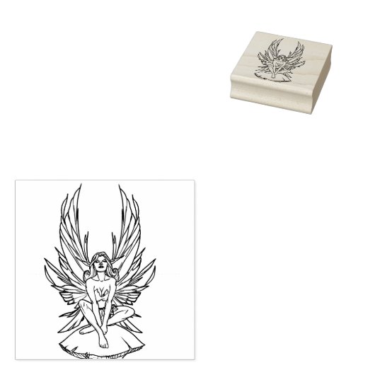 Tampons Encreurs Fée assise sur un champignon (Tamponné)