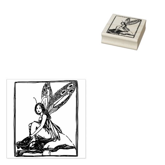 Tampons Encreurs Fée assise sur un champignon (Tamponné)