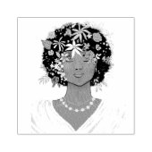 Tampons Encreurs Femme avec un afro à fleurs (Impression)