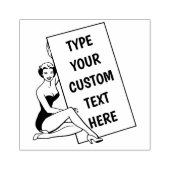 Tampons Encreurs Femme personnalisable tenant un timbre en caoutcho (Impression)
