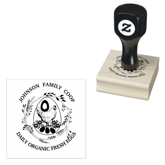 Tampons Encreurs Ferme Famille Hen Ferme OEufs Frais Bio Logo (Tamponné)