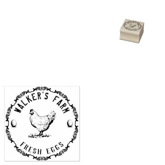 Tampons Encreurs Ferme Hen | Timbre en caoutchouc d'oeuf personnali (Tamponné)