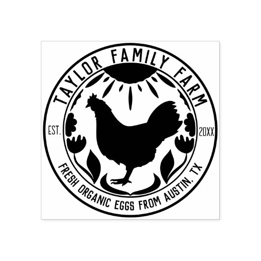 Tampons Encreurs Ferme Oeufs Famille Ferme Rustique Poulet Rond Ron (Impression)