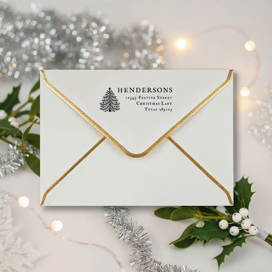 Tampons Encreurs Festif Arbre de Noël Retour Adresse Timbre en caou