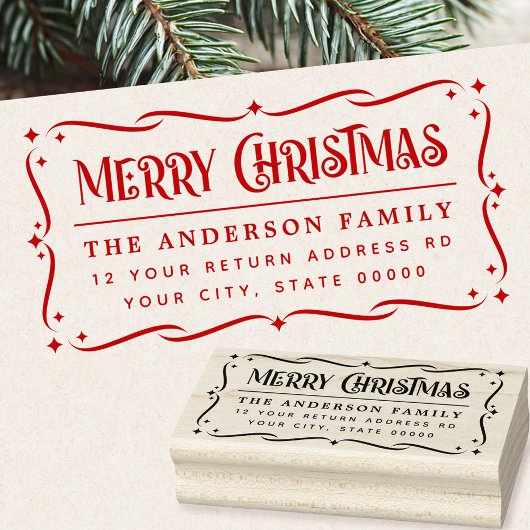 Tampons Encreurs Festive Merry Christmas greeting return address