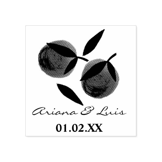 Tampons Encreurs Fête des mariées mariage Orange Citrus main tiré (Impression)