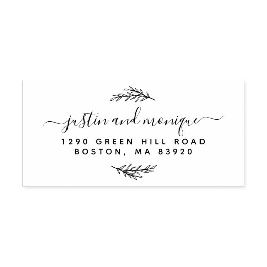 Tampons Encreurs Feuille simple Moderne Script Mariage Adresse de r (Impression)