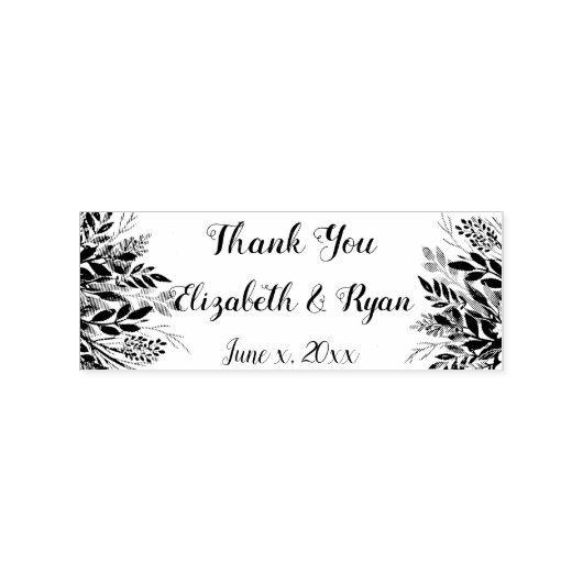 Tampons Encreurs Feuilles, baies et fleurs Merci Mariage (Impression)