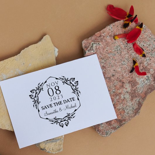 Tampons Encreurs Feuilles modernes Enregistrer le Mariage de date