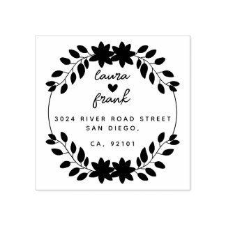 Tampons Encreurs Feuilles ronds Nom de couple Mariage Adresse de re