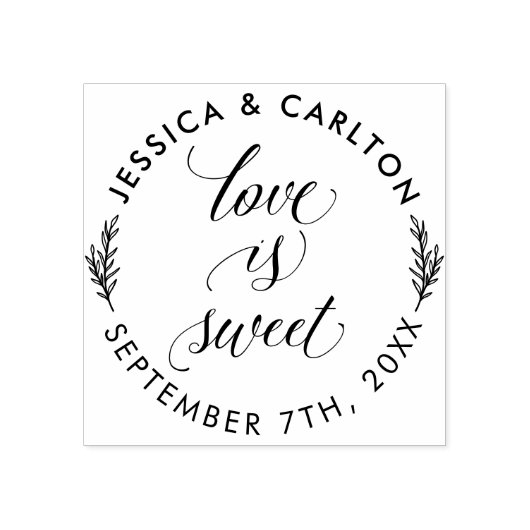 Tampons Encreurs Feuilles simples amour doux Mariage rond Merci (Impression)