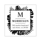 Tampons Encreurs Feuilles tropicaux Nom de famille initial Adresse (Impression)