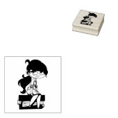 Tampons Encreurs Fille assise sur des livres (Tamponné)