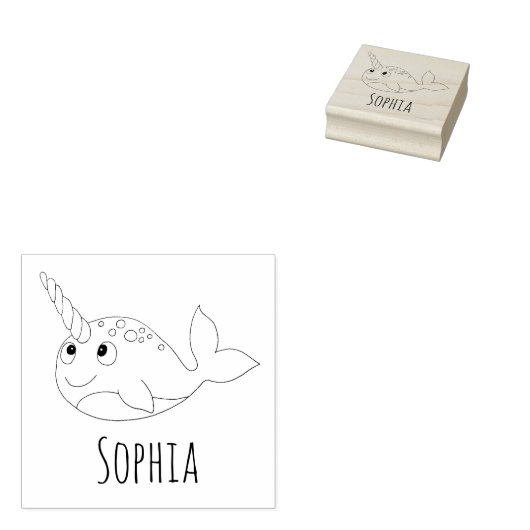 Tampons Encreurs Filles mignonne arc-en-ciel Narwhal & nom scolaire (Tamponné)
