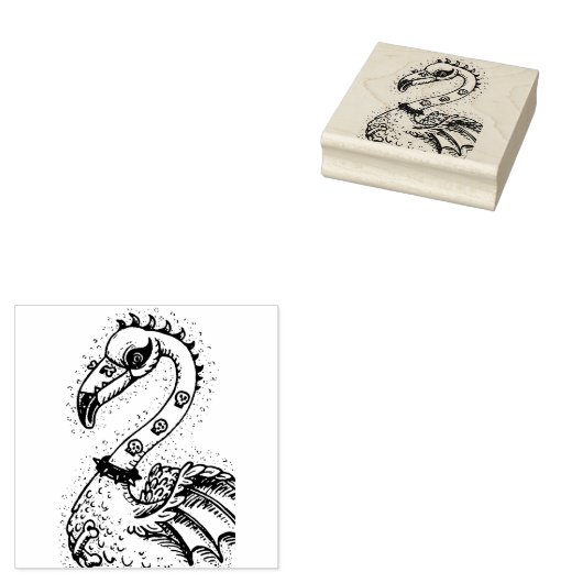 TAMPONS ENCREURS FLAMANT ROSE DE ROCKER GOTH PUNK, HAULEURS, CHEVEU (Tamponné)