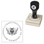 Tampons Encreurs Fleur abeille RONDE RENVOI ADRESSE CAOUTCHOUC (Tamponné)