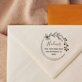 Tampons Encreurs Fleur de fleurs de Berry tiré à la main Nom et adr