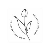 Tampons Encreurs Fleur De Tulipe Dessinée À La Main De La Bibliothè (Impression)
