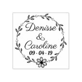 Tampons Encreurs Fleur Feuille Rustique Cercle Enregistrer La Date (Impression)