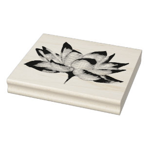 Tampons Encreurs Fleur Lotus   Timbre d'art en bois
