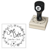Tampons Encreurs Fleur Main Tiré Wreath Mariage Enregistrer La Date (Tamponné)