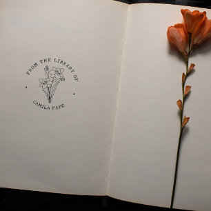 Tampons Encreurs Fleur personnalisée de la bibliothèque de 