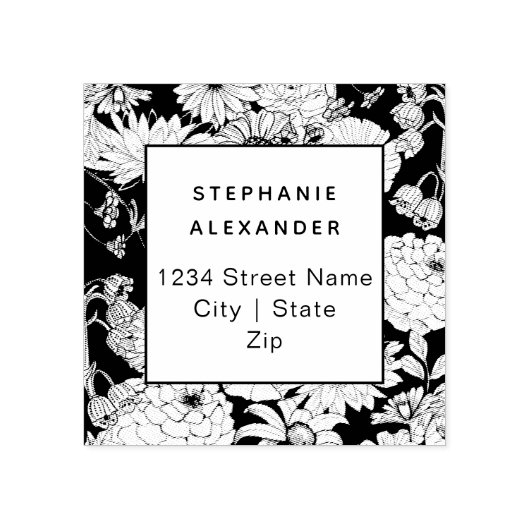 Tampons Encreurs Fleurs botaniques modernes en noir et blanc (Impression)