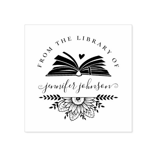 Tampons Encreurs Fleurs Élégantes du Livre de la Bibliothèque (Impression)
