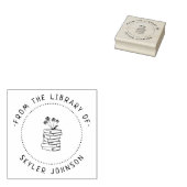 Tampons Encreurs Fleurs mignonnes sur le papier de livres Bibliothè (Tamponné)