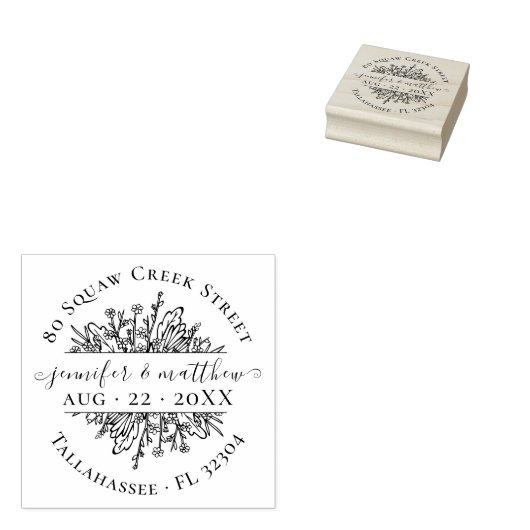 Tampons Encreurs Fleurs rustiques Enregistrer la date Mariage d'adr (Tamponné)