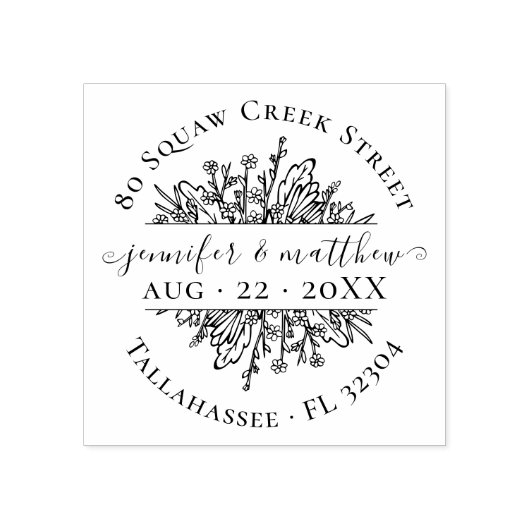 Tampons Encreurs Fleurs rustiques Enregistrer la date Mariage d'adr (Impression)