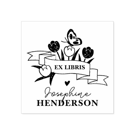 Tampons Encreurs Fleurs Rustiques Personnalisé Boho Ex Libris Livre (Impression)