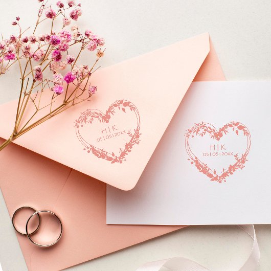 Tampons Encreurs Fleurs sauvages de mariage Initiales et Date