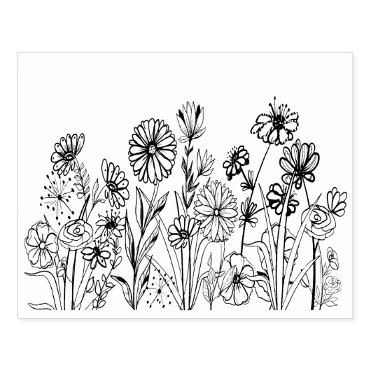 Tampons Encreurs Fleurs sauvages graphiques encre noire (Impression)