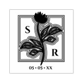 Tampons Encreurs Fleurs sophistiquées Initiales et date du Mariage (Impression)