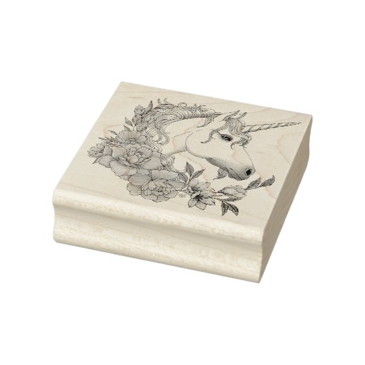 Tampons Encreurs Fleurs Unicorne Blanches Rose Noir (Tampon)