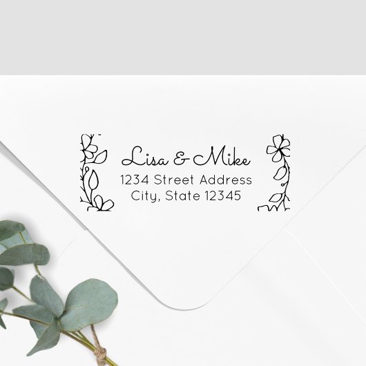 Tampons Encreurs Floral Couple Names Mariage Adresse de retour
