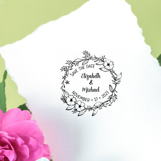 Tampons Encreurs Floral moderne Enregistrer le Mariage date