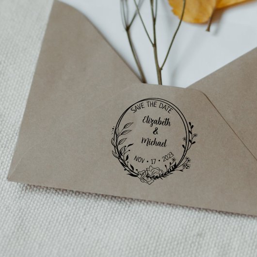 Tampons Encreurs Floral moderne Enregistrer le Mariage date