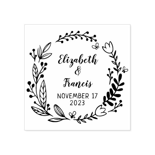 Tampons Encreurs Floral moderne Enregistrer le Mariage date (Impression)