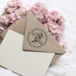 Tampons Encreurs Floral Nom de famille personnalisé Adresse de reto
