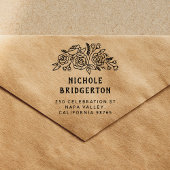 Tampons Encreurs Floral Rustic Style Retour Adresse Bois