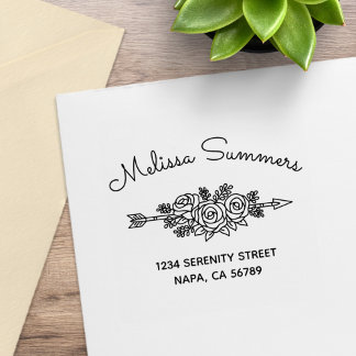 Tampons Encreurs Floral Tribal Arrow, Rose Flowers Address 6