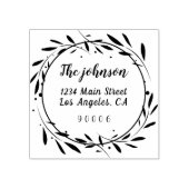 Tampons Encreurs Floral Wreath Nom de famille Script Retourner adre (Impression)