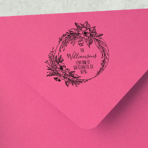 Tampons Encreurs Floral Wreath Script Family Adresse de retour