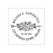 Tampons Encreurs Flore Tribal Arrow, Rose Fleurs Adresse ronde V2 (Impression)