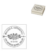 Tampons Encreurs Flore Tribal Arrow Rose Fleurs Adresse ronde V2b (Tamponné)