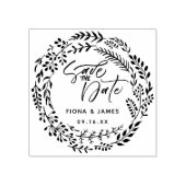 Tampons Encreurs Foliage Wreath Brush Script Enregistrer La Date (Impression)