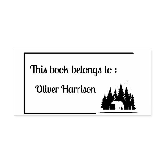 Tampons Encreurs Forest Bear 'This Book Belongs To' Custom Stamp (Impression)